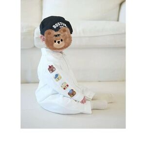 White Baby Onesie with Cartoon Patches